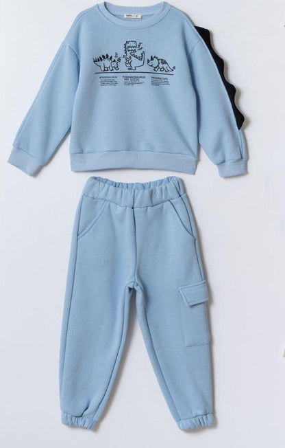 Boys Blue Dino Fleece Track Suit