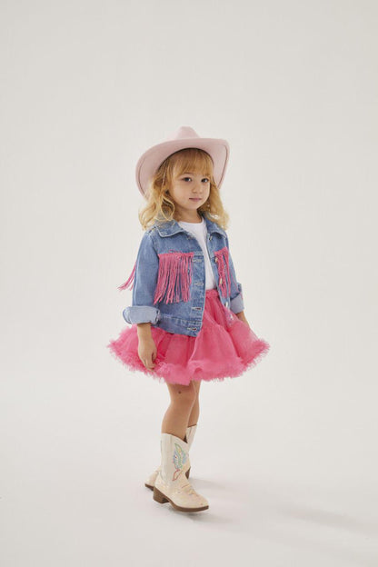 Girls Cowboy Tutu Skirt and Jean Jacket Set