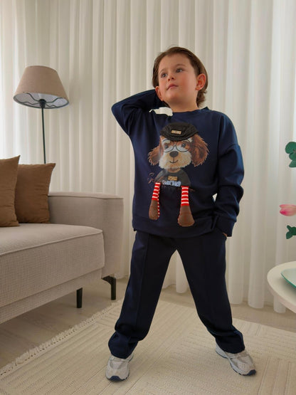 3D Dog Tracksuit - Navy