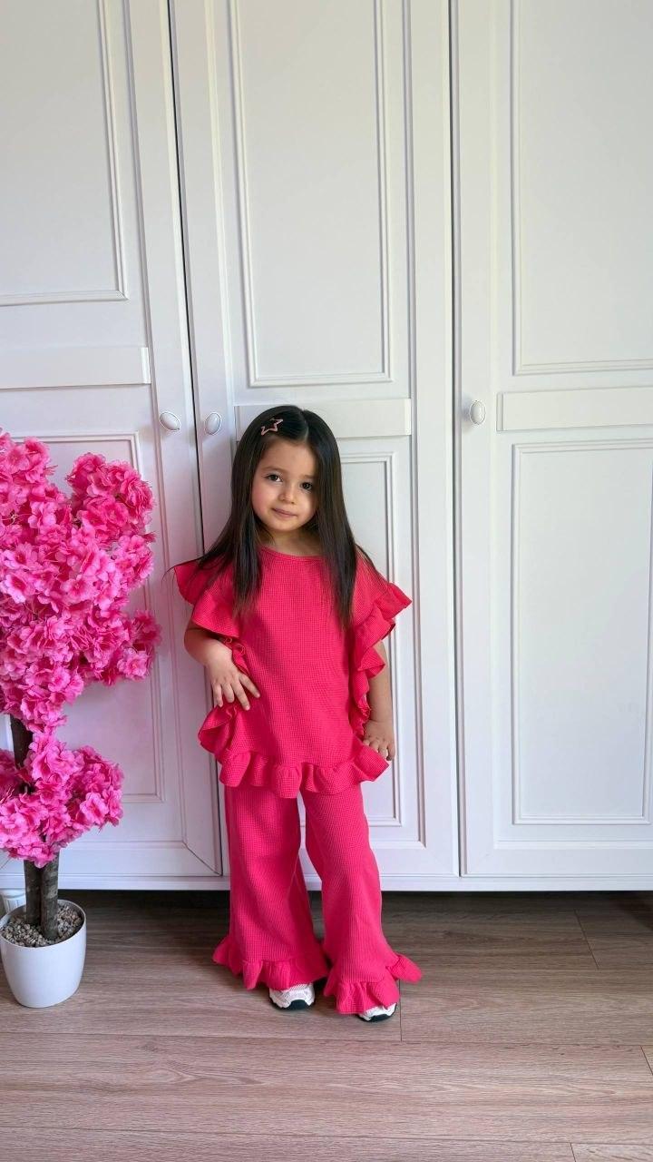 Waffle Watermelon Ruffle Pants Set