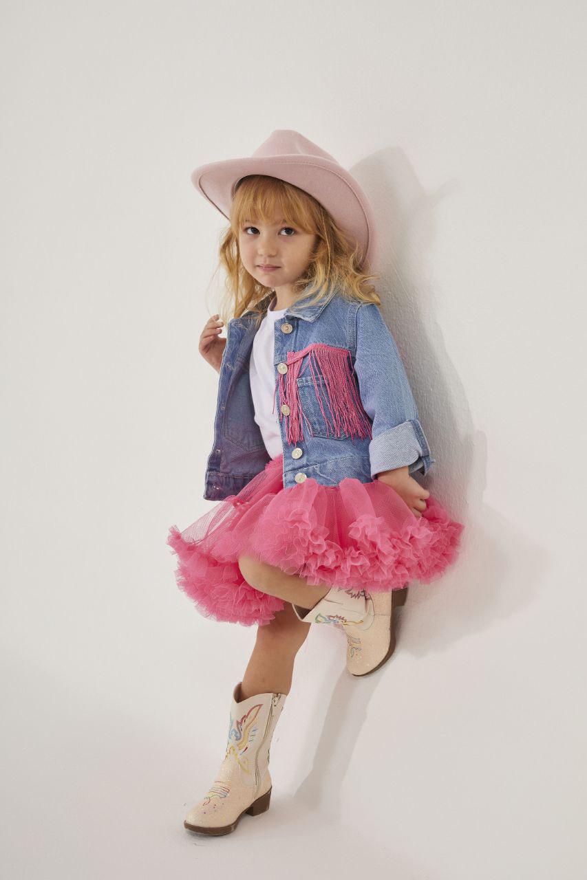 Girls Cowboy Tutu Skirt and Jean Jacket Set