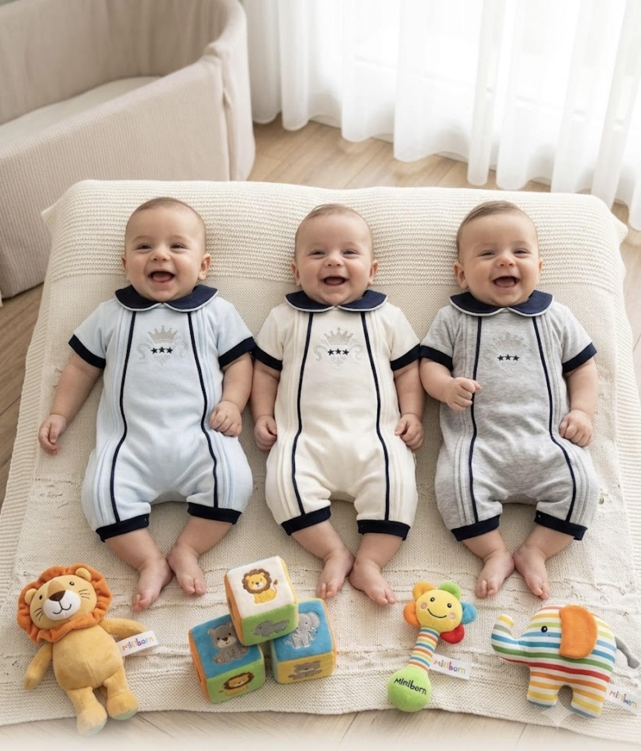 Blue Baby Boy Short Sleeve Romper - Miniborn