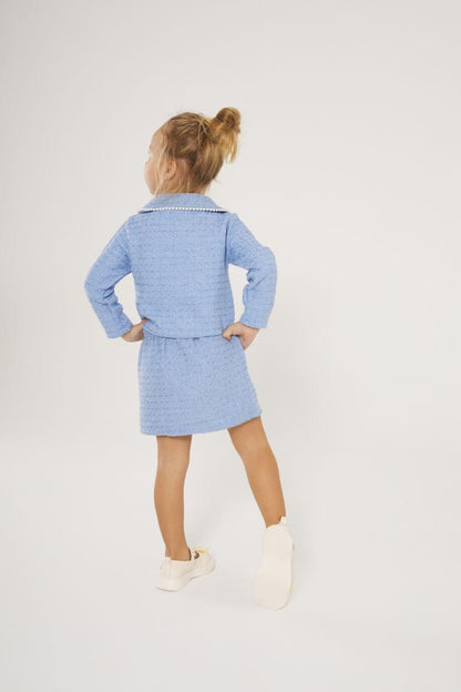 Classy Girls Light Blue Jacket with Skirt Set
