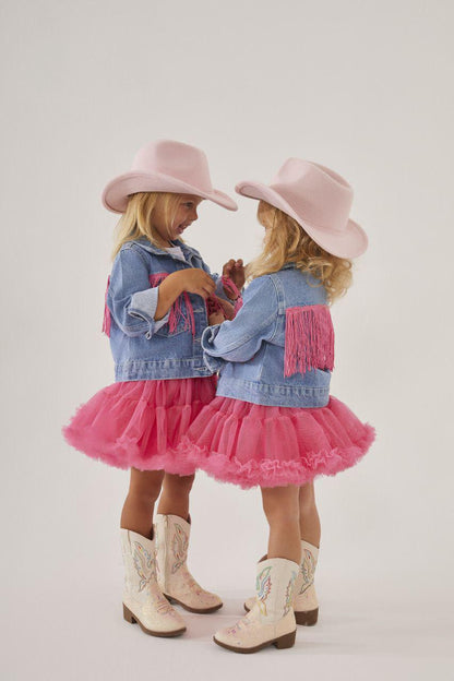 Girls Cowboy Tutu Skirt and Jean Jacket Set