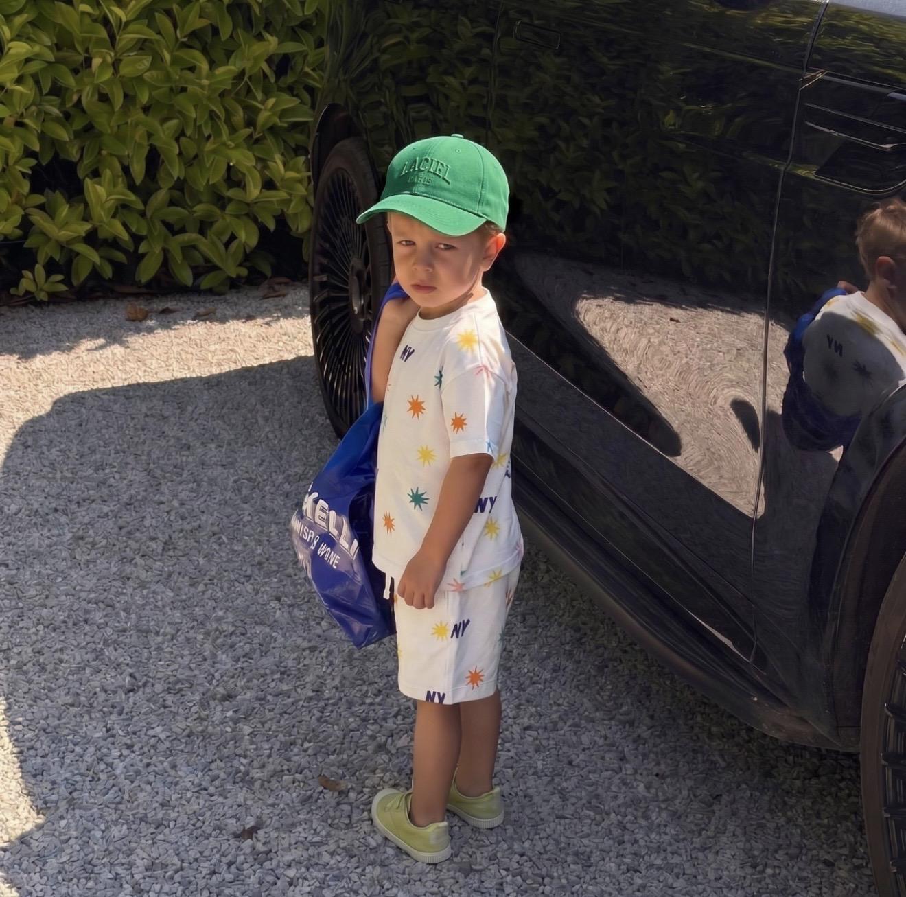 Green 3 Piece Boy Set -Tshirt, Shorts and Cap