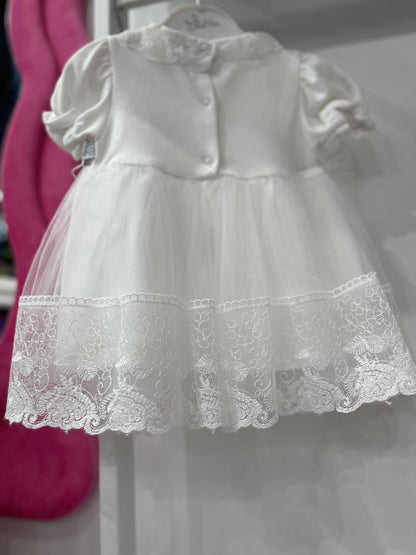 Baby White Lace Dress Short Sleeve with Headband