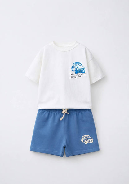 Cypress Blue Car Tshirt & Shorts Set