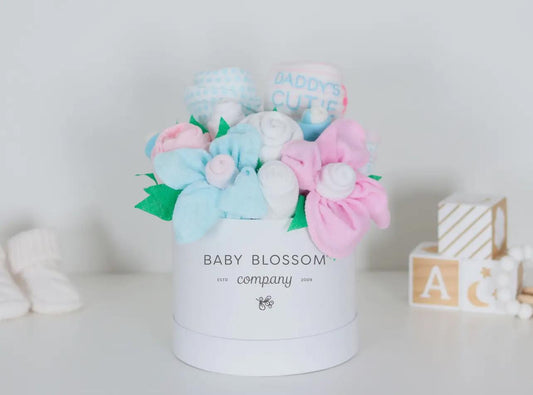 Baby Girl Gift Box Flower Bouquet - Flamingo