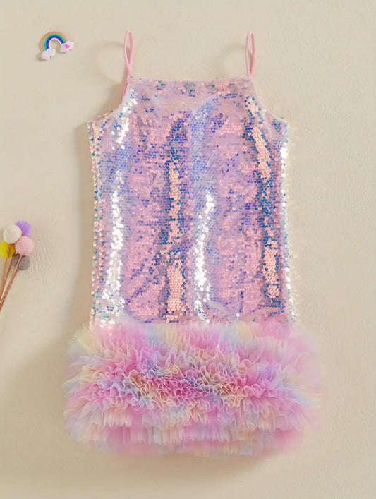 Sequins Layered Girls Dress