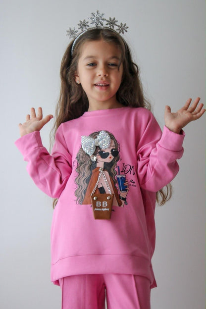 Fashion Girl Tracksuit - 3D Bow with purse