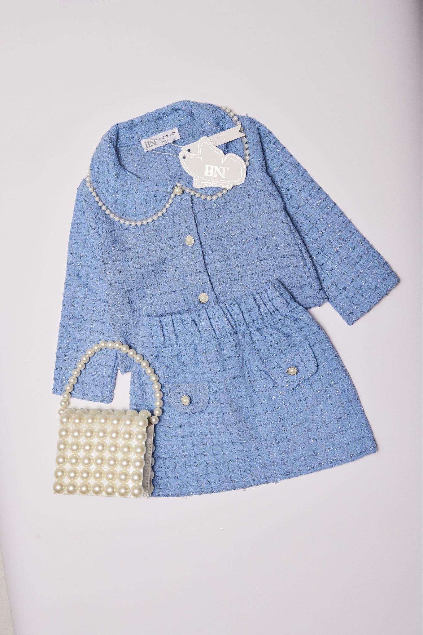 Classy Girls Light Blue Jacket with Skirt Set