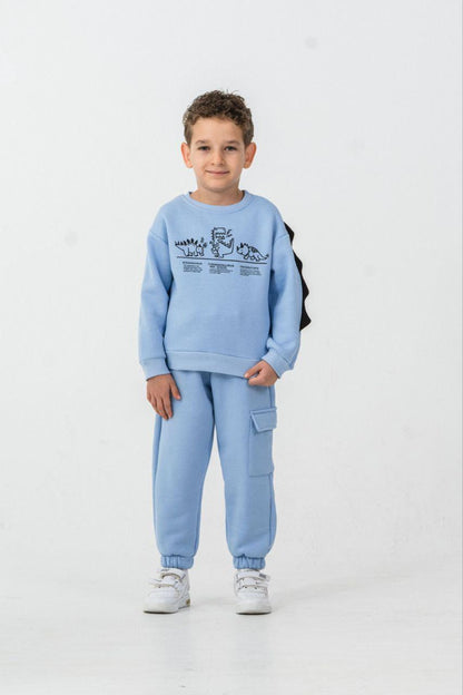Boys Blue Dino Fleece Track Suit