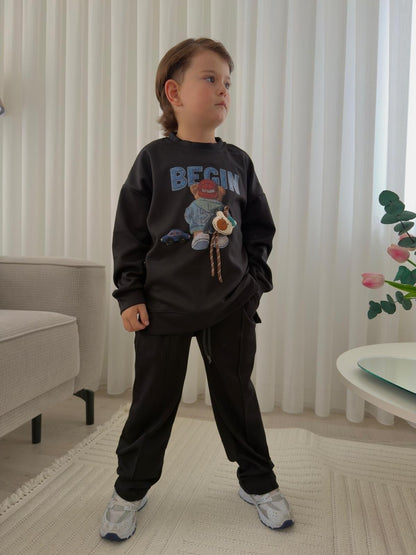 Begin 3D Car and Bear Tracksuit - Black
