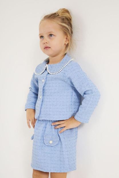 Classy Girls Light Blue Jacket with Skirt Set