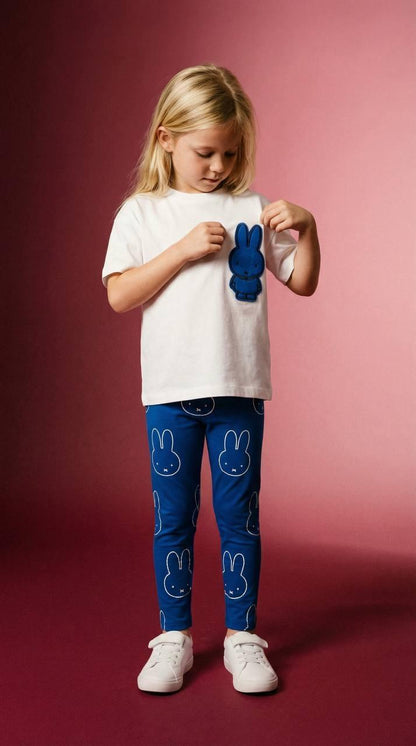 Girls blue bunny tshirt and leggings