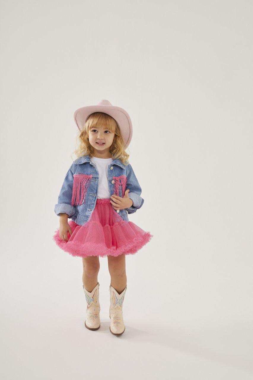 Girls Cowboy Tutu Skirt and Jean Jacket Set