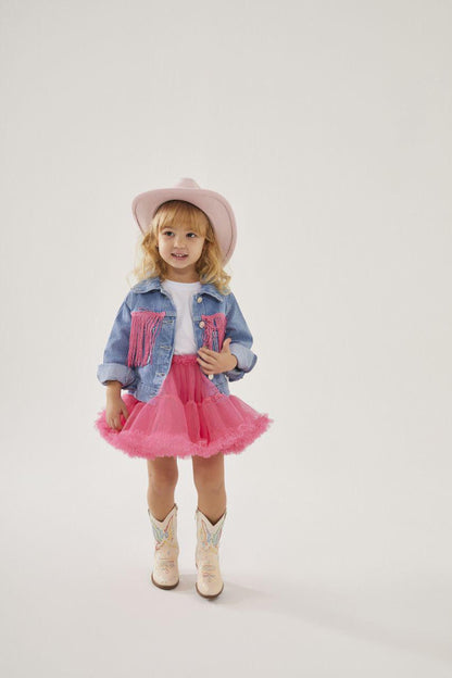 Girls Cowboy Tutu Skirt and Jean Jacket Set