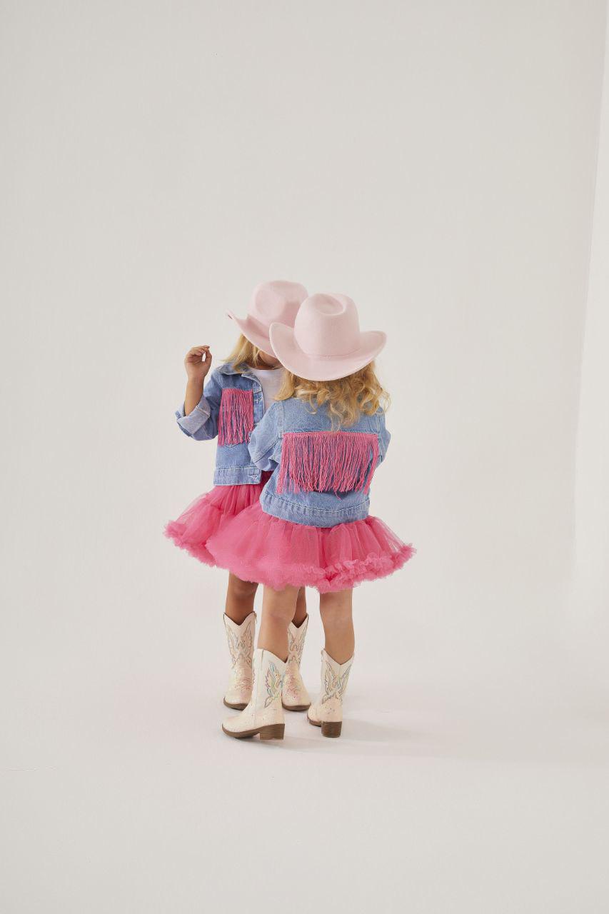 Girls Cowboy Tutu Skirt and Jean Jacket Set