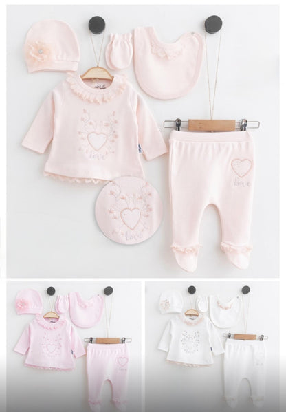 Baby Girl Miniborn Heart 5 Piece Set