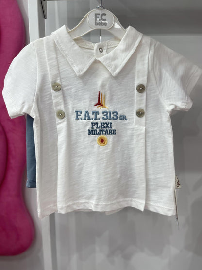 Flexi White Tshirt with Shorts Set