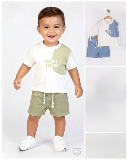 Baby Boy Navy Mini Boss Tshirt & Shorts Set