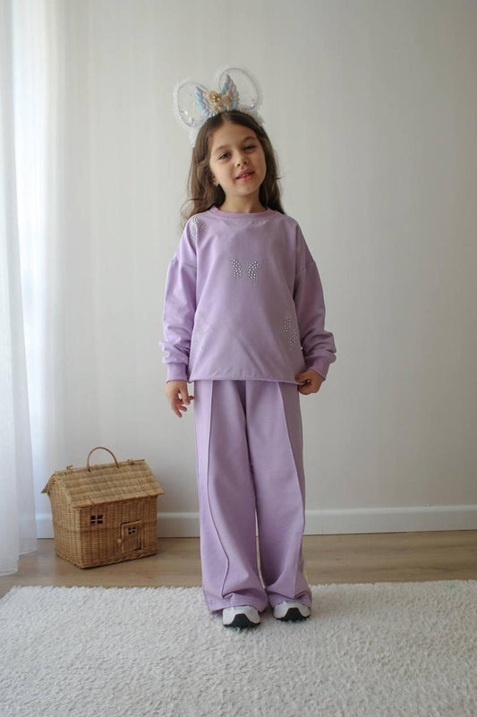 Girls Lilac Butterfly Tracksuit Set