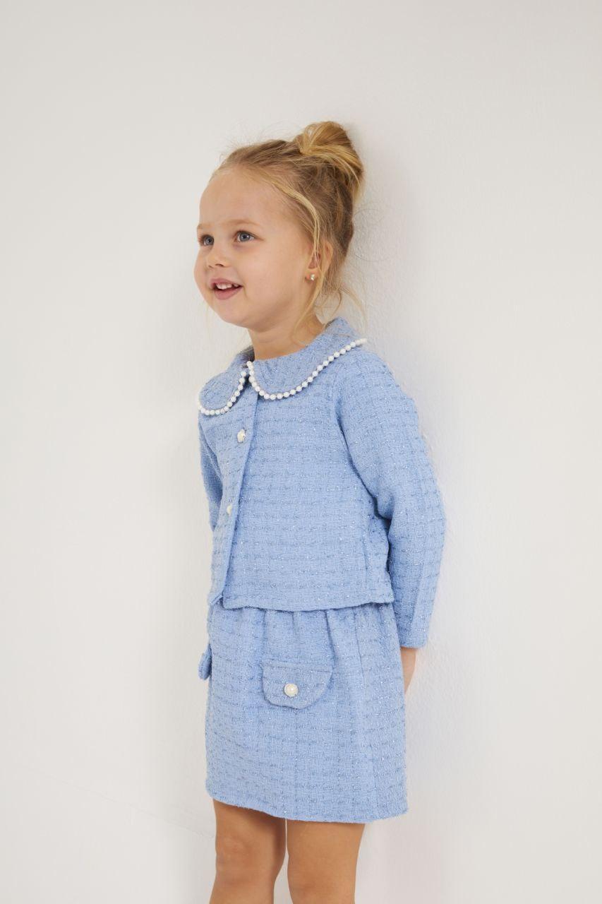 Classy Girls Light Blue Jacket with Skirt Set