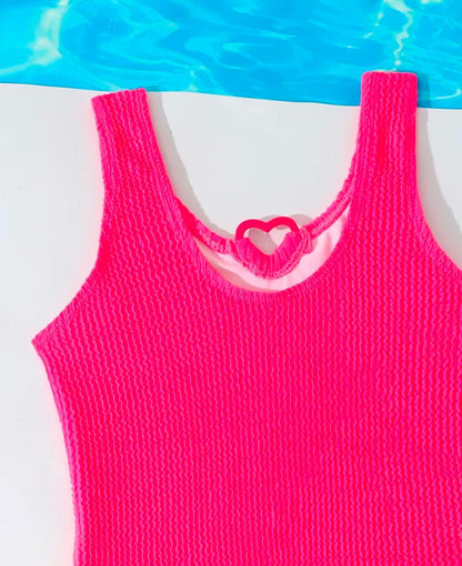 Fuchsia Heart Girls One Piece Swimsuit