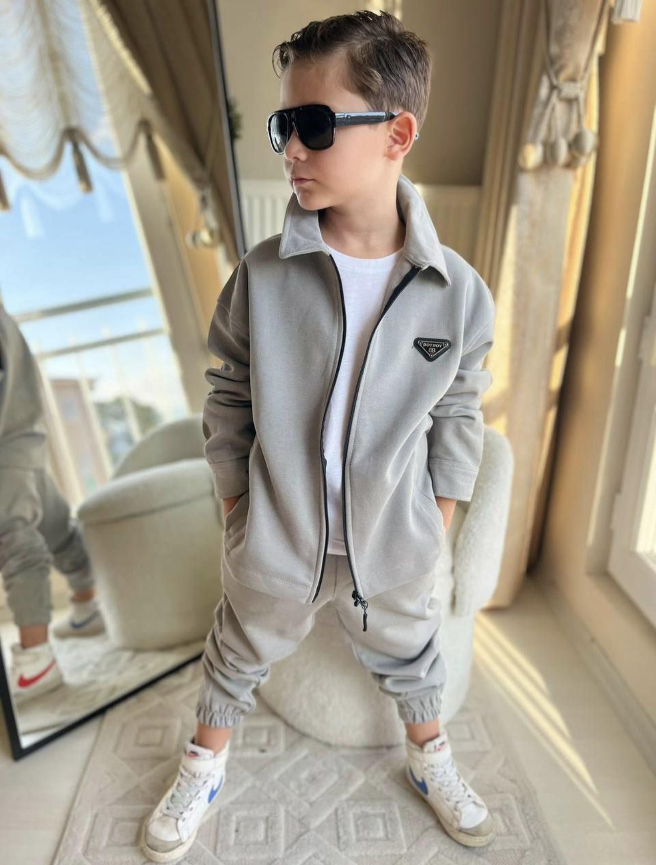 Boy Grey Tracksuit 3 Piece Set