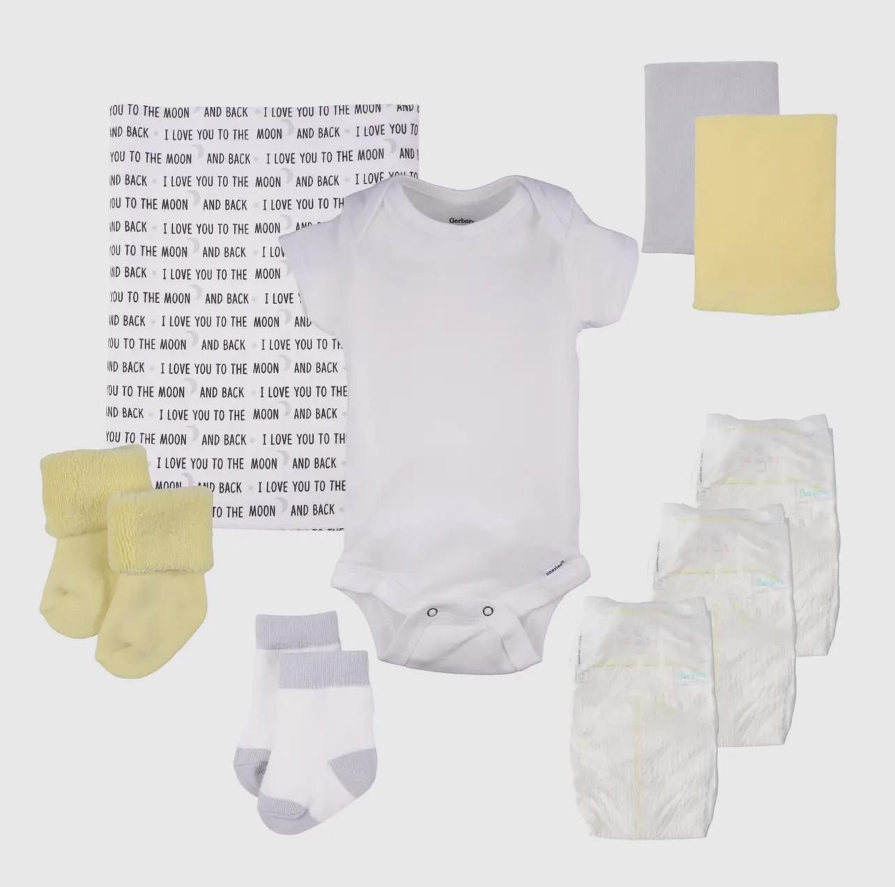 Neutral Baby Gift Set Clothing Bouquet - Moon