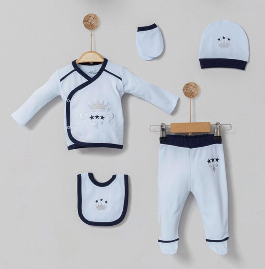 Baby Boy King Blue Crown 5 Piece Set
