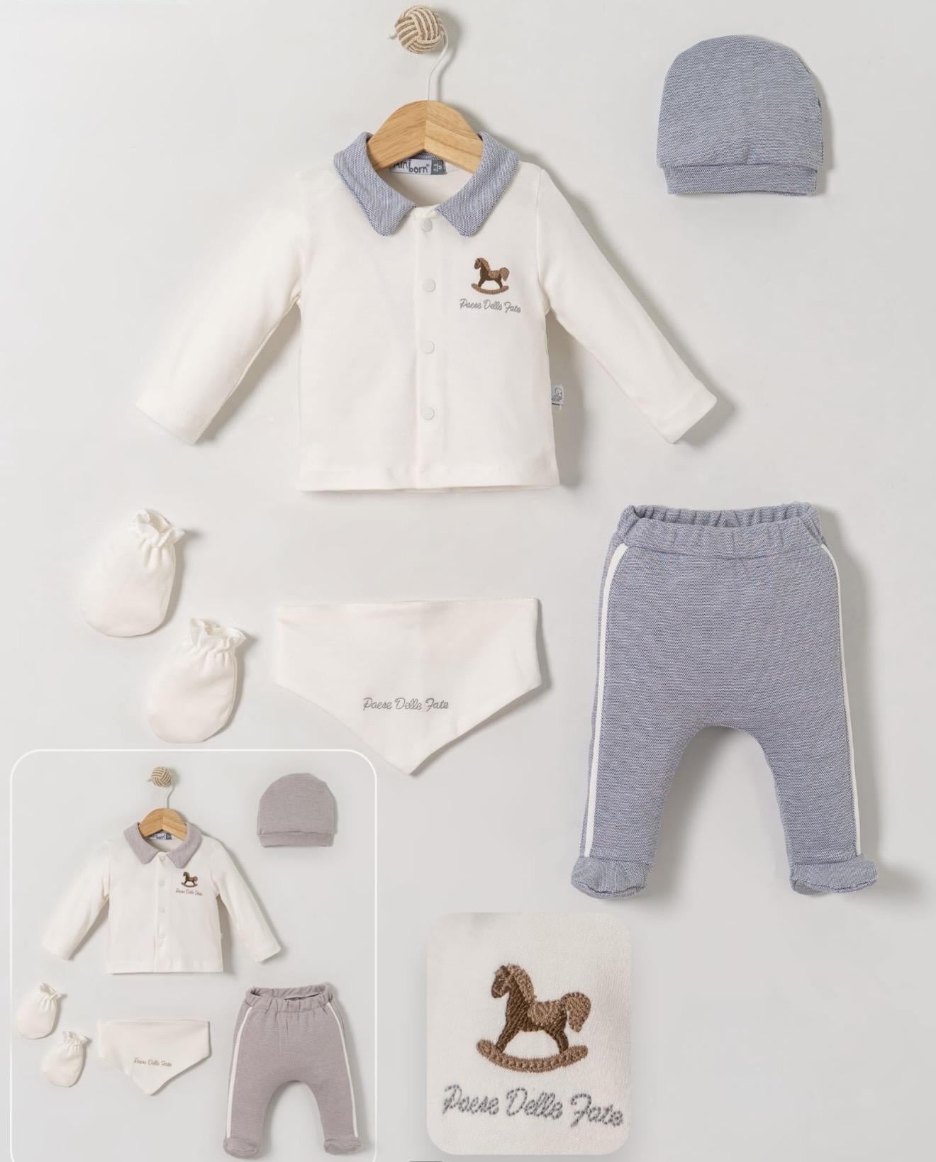 Baby Boy Grey Rocking Horse 5 Piece Set