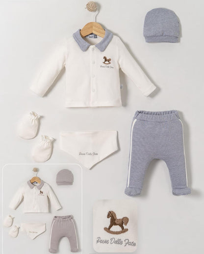 Baby Boy Grey Rocking Horse 5 Piece Set