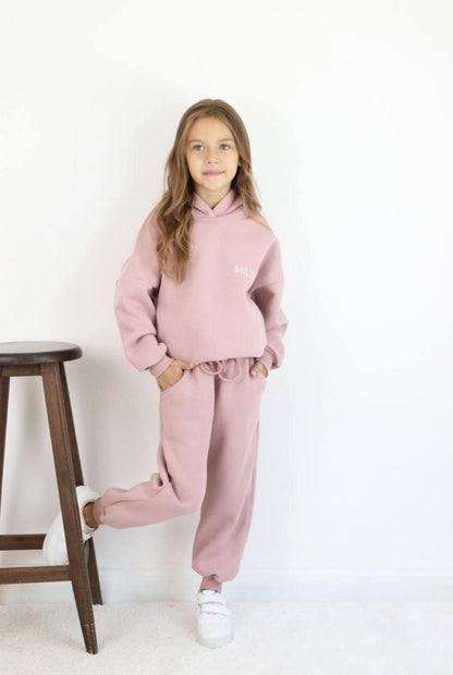 Girls Soliday Powder Pink Sweatsuit Set