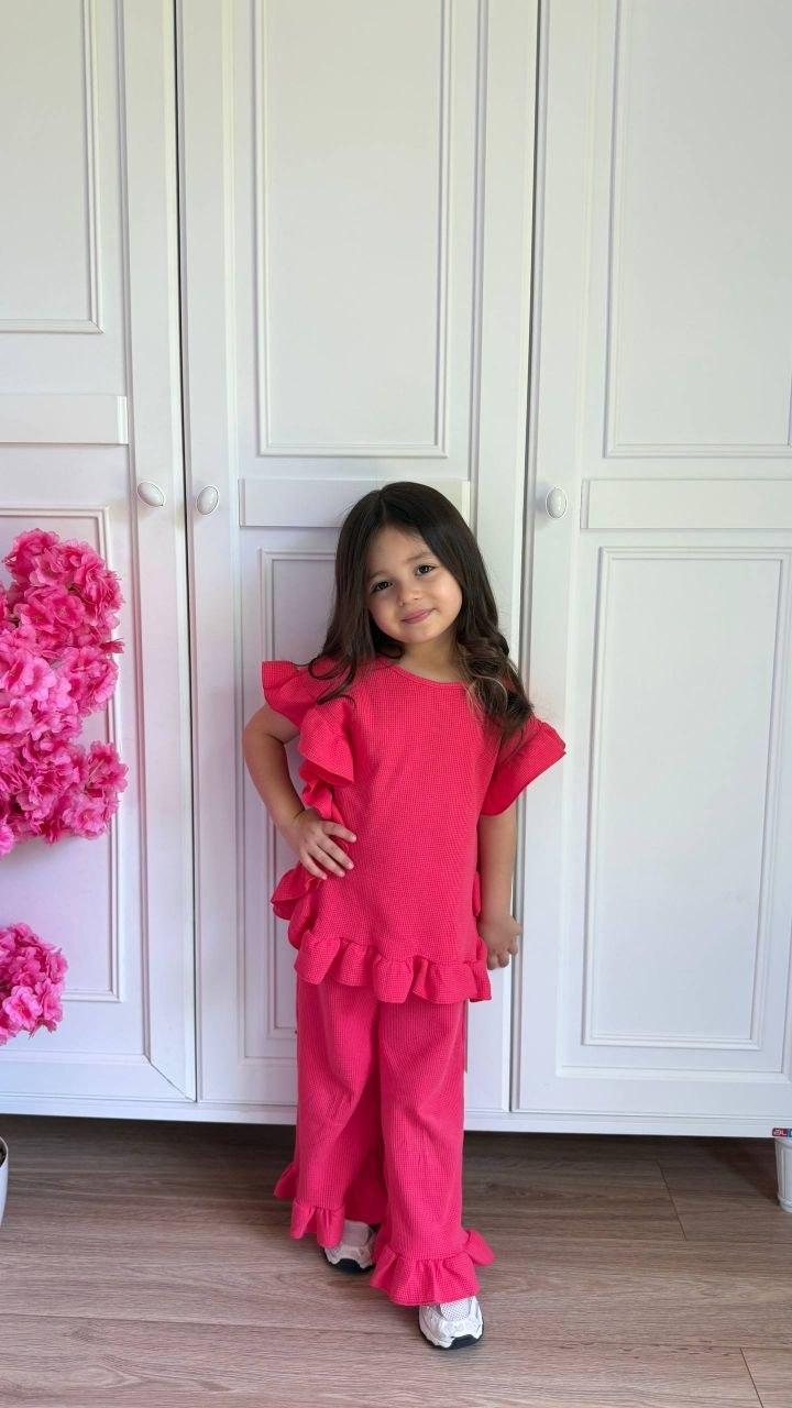 Waffle Watermelon Ruffle Pants Set