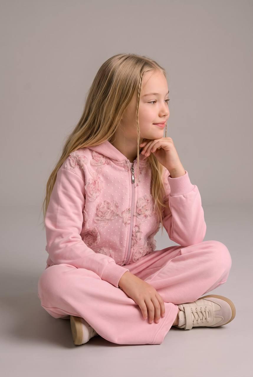 Pink Roses - Zip Up Hoodie Set with Pants