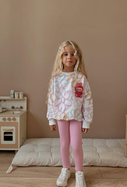 Labubu Flower Top with Leggings