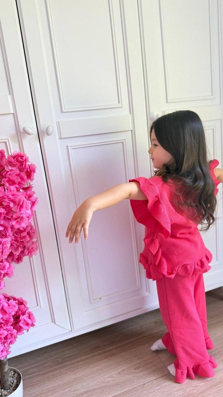 Waffle Watermelon Ruffle Pants Set