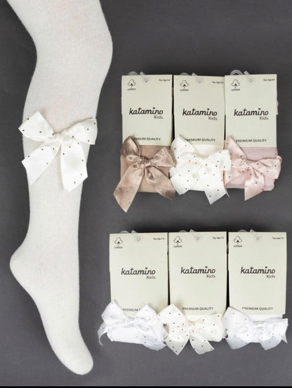 Tights With Rhinestone Bows - Premium
