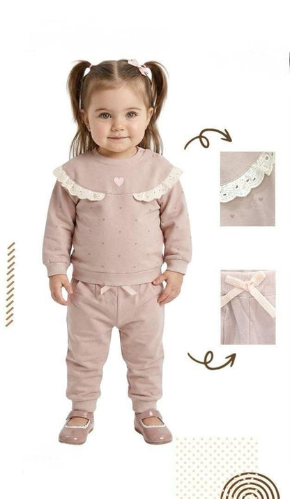 Baby Girl Dusty Pink Heart Tracksuit