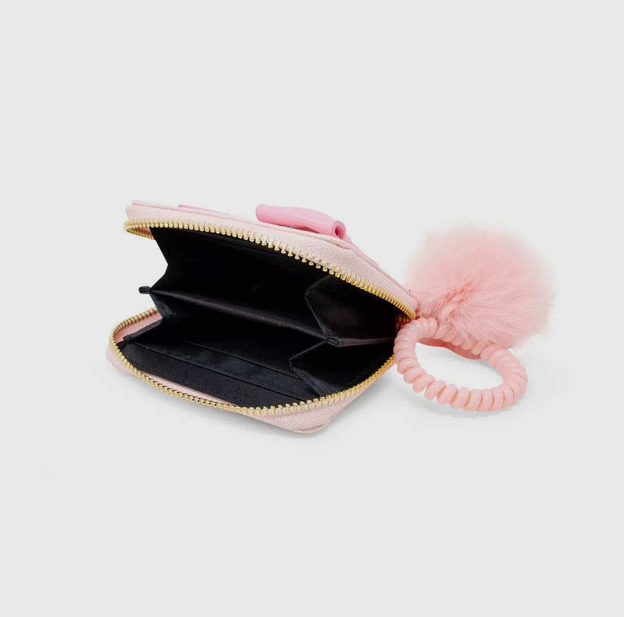 Pink Shiny Jumbo Bow Spiral Strap Wallet