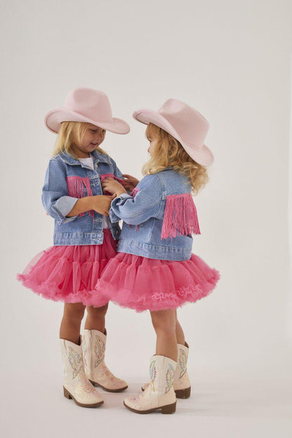 Girls Cowboy Tutu Skirt and Jean Jacket Set