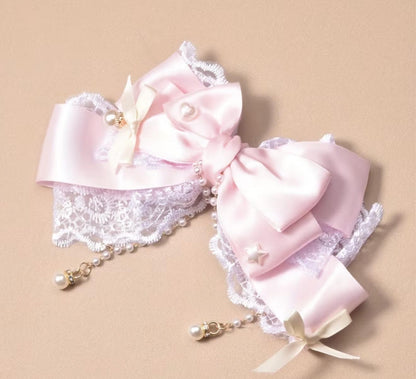 Pink Bows and Pearl Hairclip