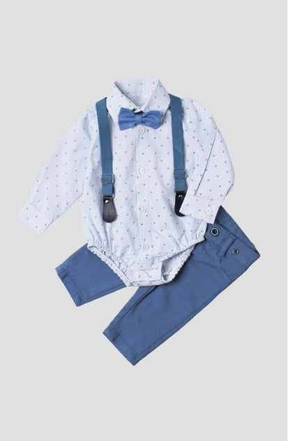 Kidex Suspenders Bowtie Baby Set