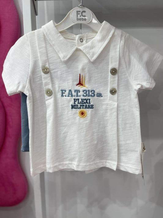 Flexi White Tshirt with Shorts Set
