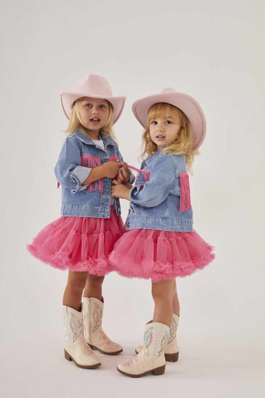 Girls Cowboy Tutu Skirt and Jean Jacket Set