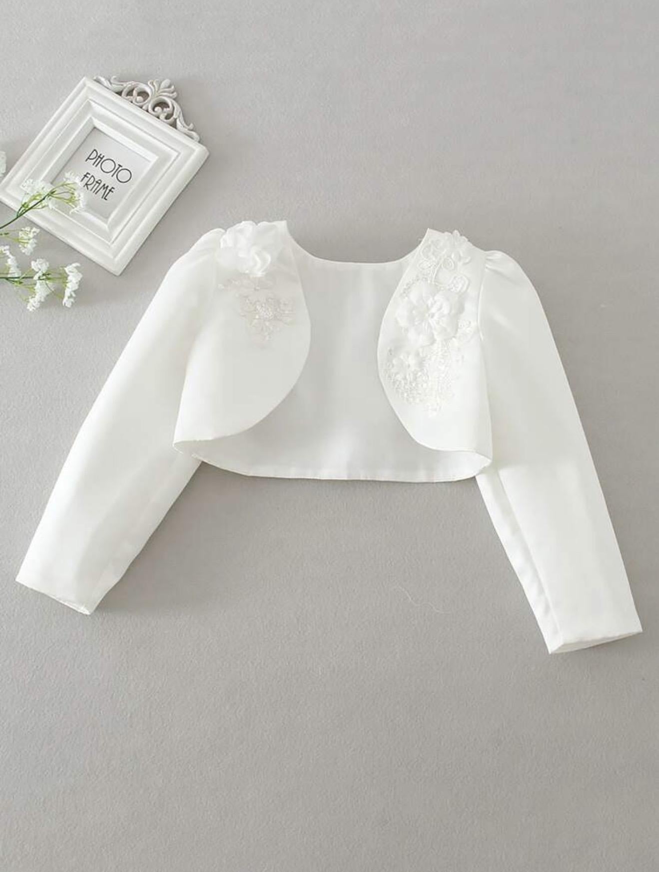 White Jacket with Flower Detail and Beads