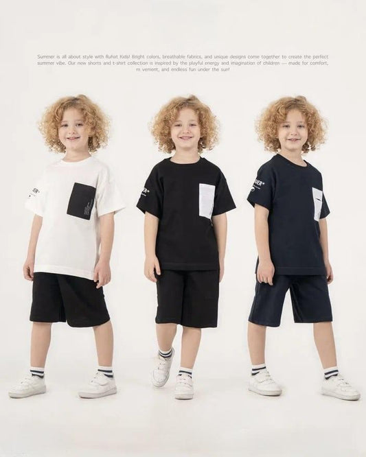 Boys Navy Pocket Tshirt and Shorts Set