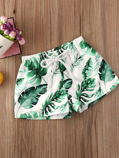 Boys Swim Shorts - Green Palm Leaves