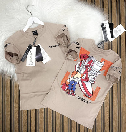 Beige Tshirt - Sneakers Print